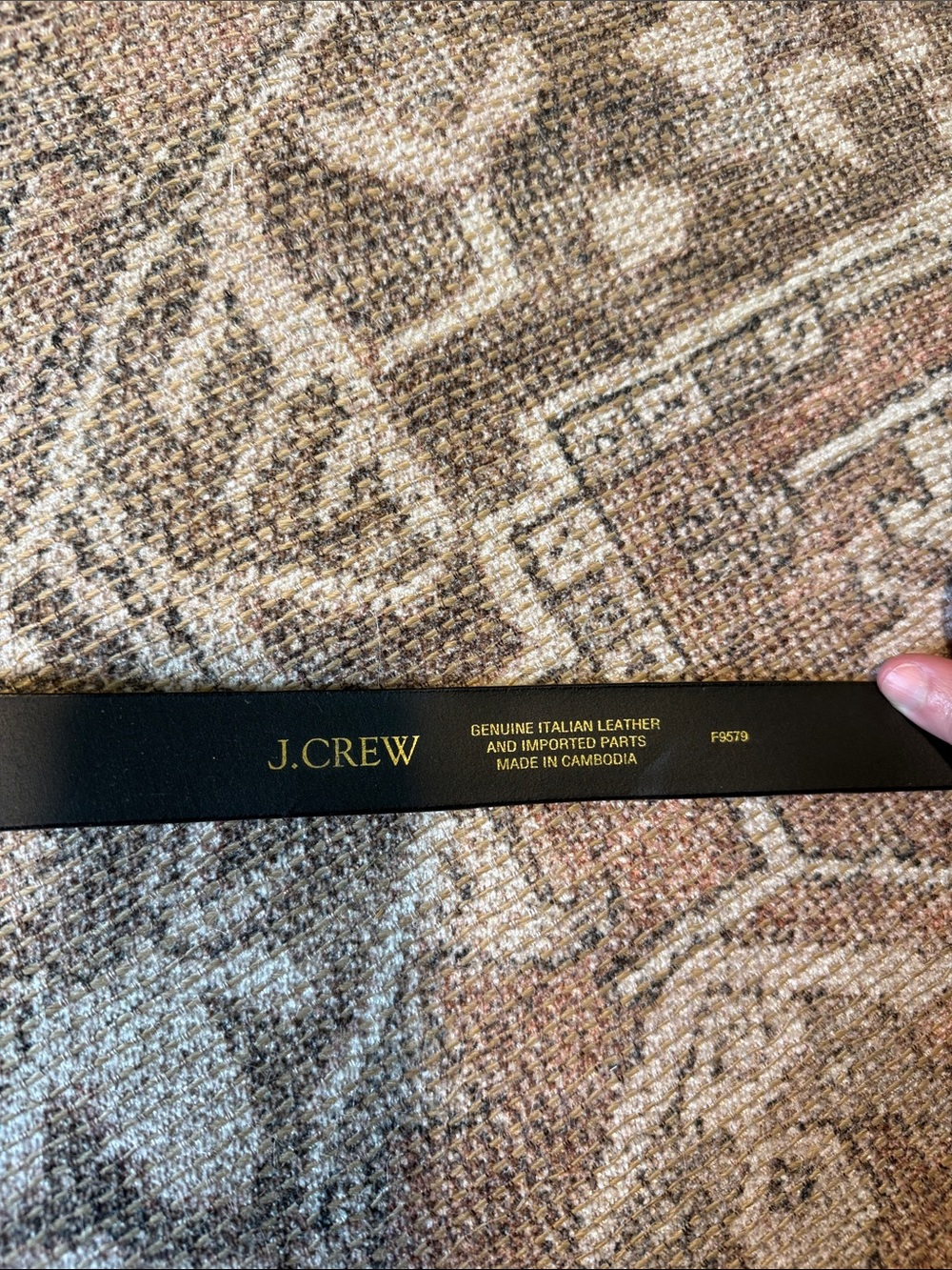 J. Crew Black Leather Belt with Gold-Tone Double-Prong Buckle - Picture 2 of 2